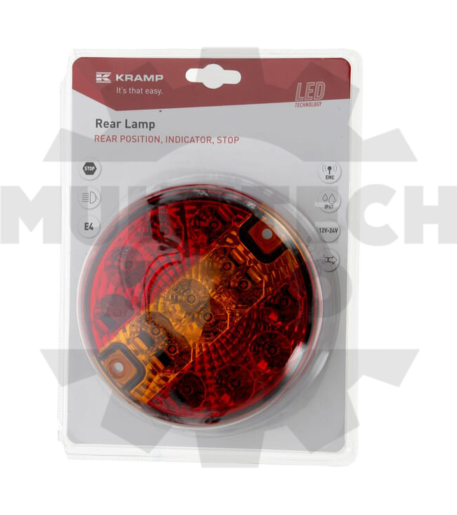 Hátsó LED lámpa, kerek, 12-24V, átmérő 140mm