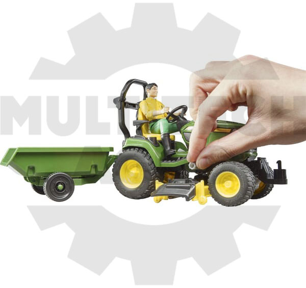 John Deere fűnyíró traktor, pótkocsival és kertésszel 2