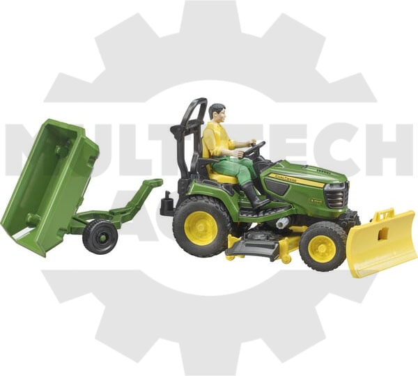 John Deere fűnyíró traktor, pótkocsival és kertésszel 3